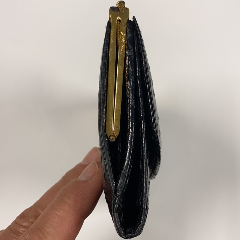 Judith Leiber Black Python Long Clutch Wallet - image 7